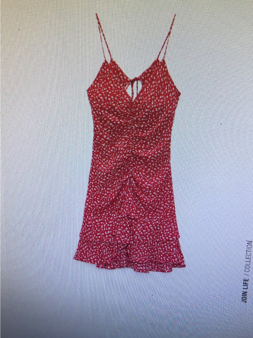 Zara Red Floral Ruched Keyhole Slip Dress
